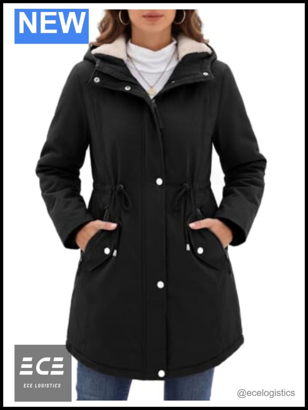 Women's Winter Parka Jacket Faux Fur Lined Hooded Coat Warm